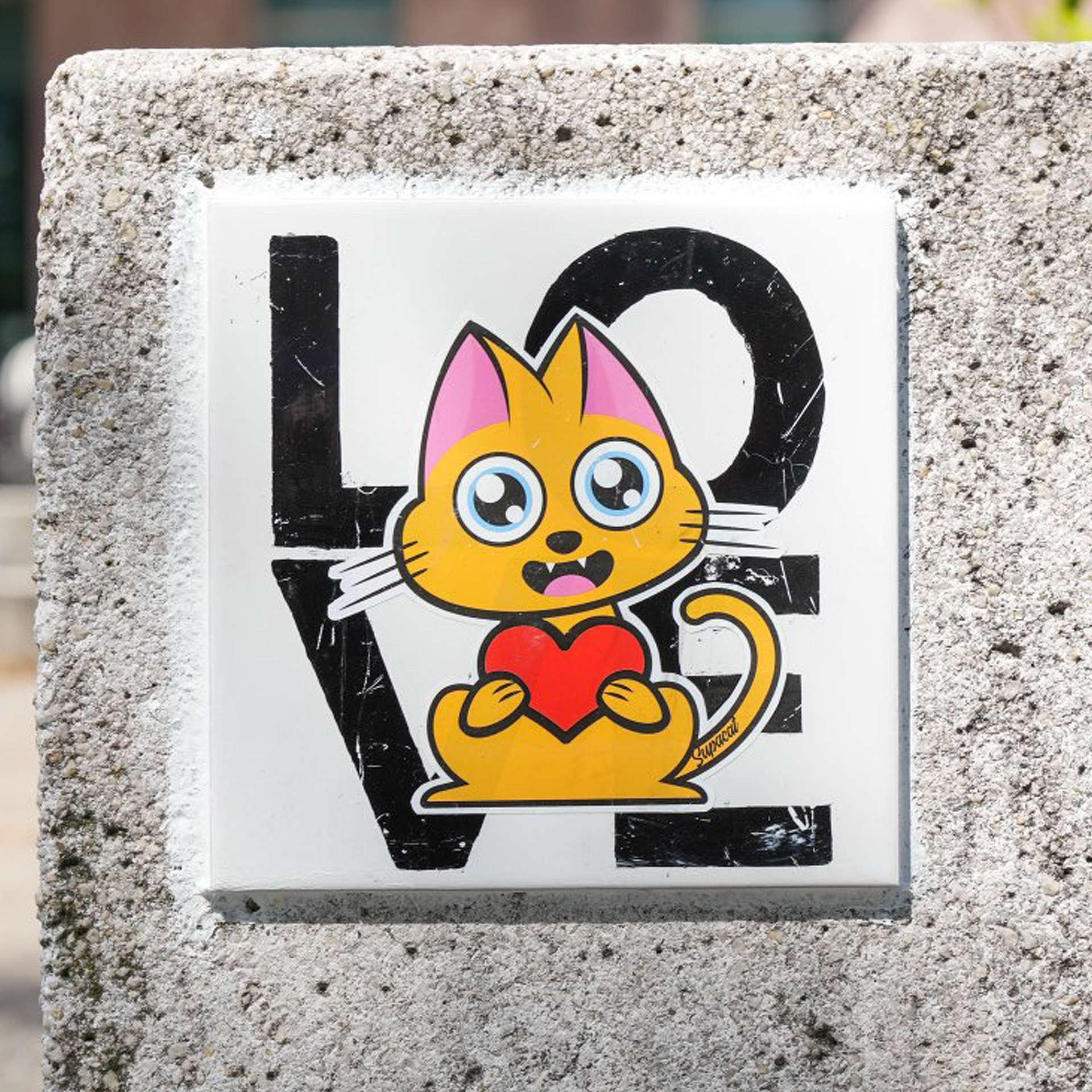 Sticker Supacat Always Love - Supacat Street Art Strasbourg