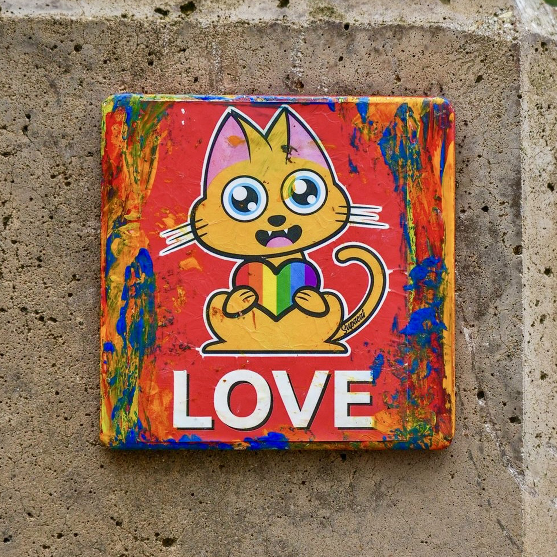 Sticker Supacat Always Love - Supacat Street Art Strasbourg